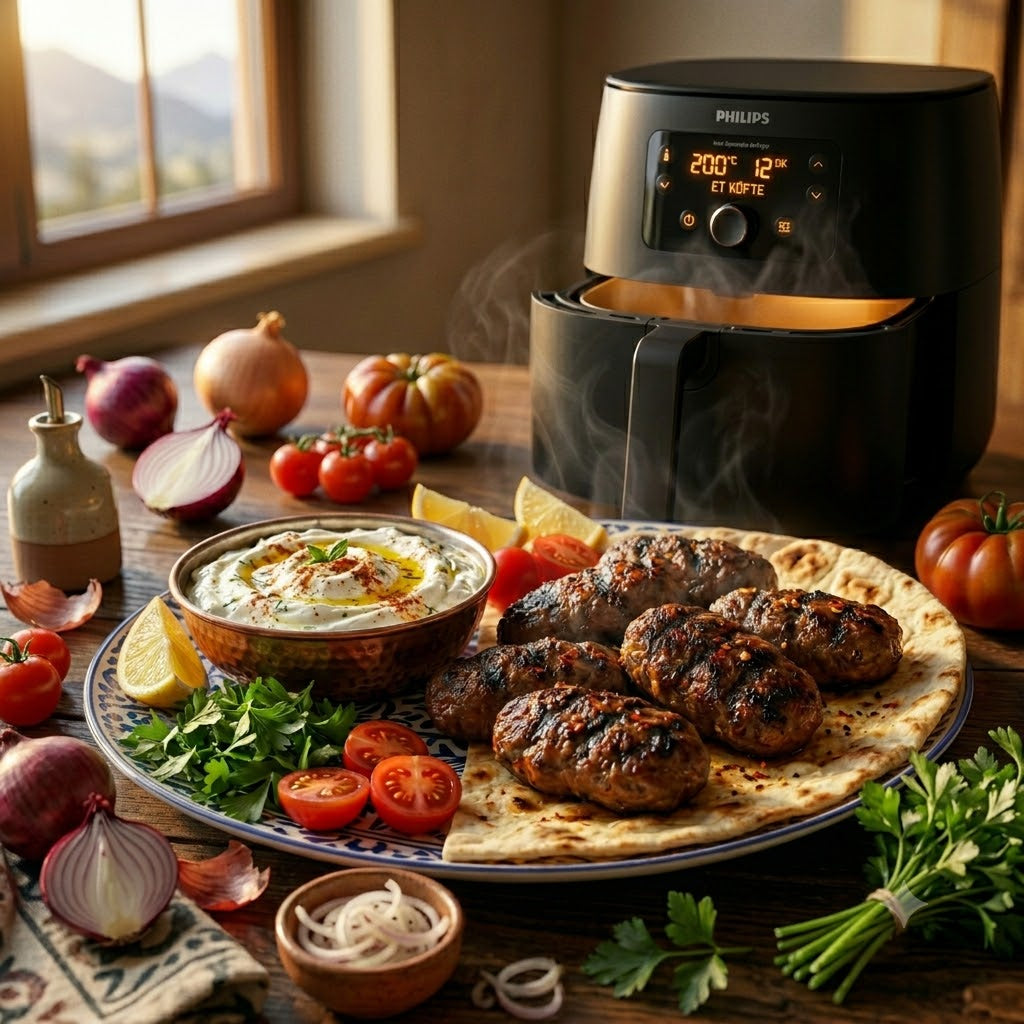 Türkische Köfte mit Joghurt-Dip aus dem Airfryer in 20 Min