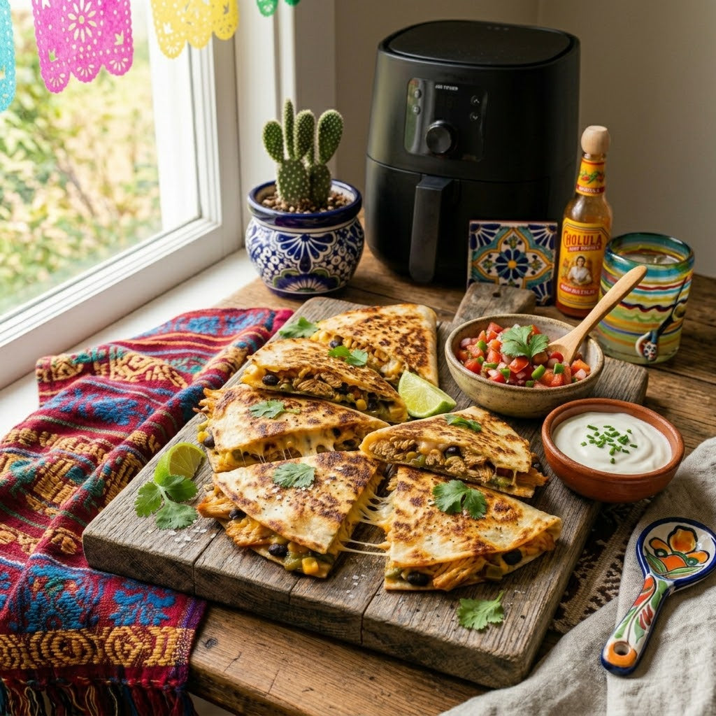 Hähnchen-Quesadillas mit Käse aus dem Airfryer in 15 Min