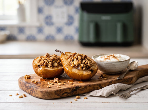 Zimt-Birnen mit Walnuss-Streusel aus dem Airfryer in 18 Min