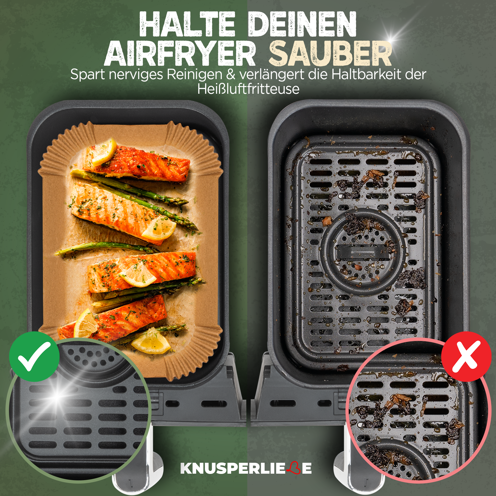 Airfryer Backpapier rechteckig für Dual Zone