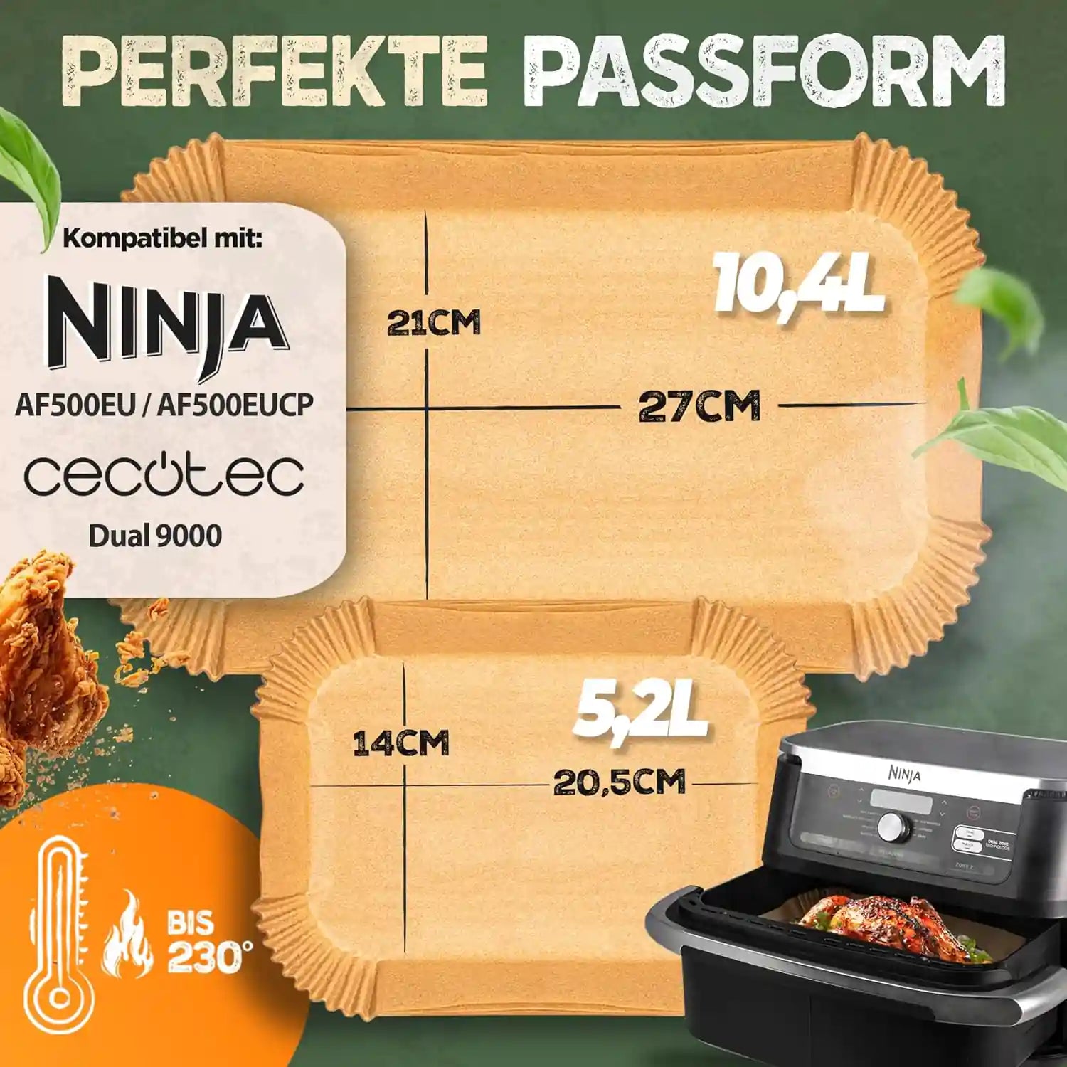 Backpapier für Großkammern Heißluftfritteusen