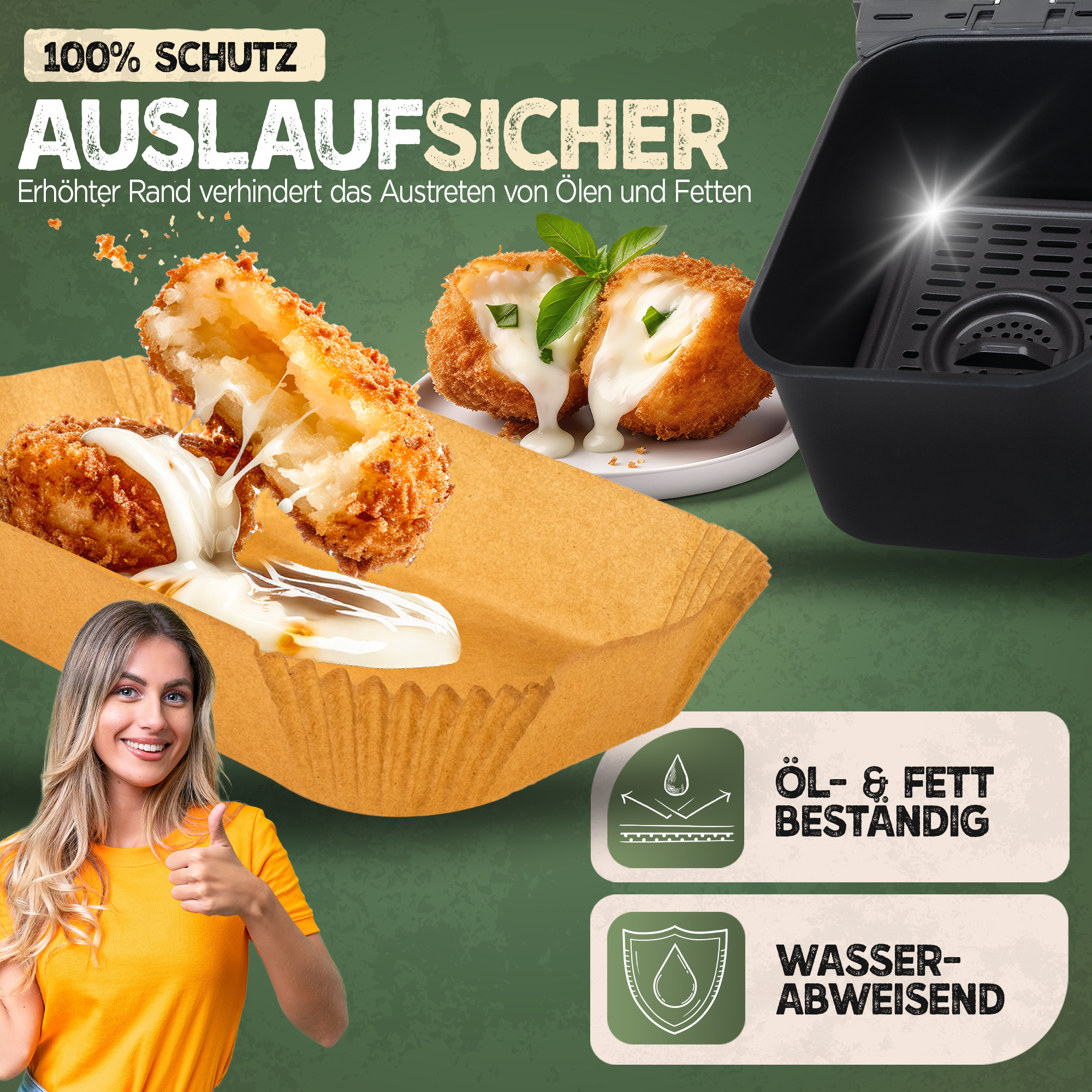 Airfryer Backpapier rechteckig (Dual Zone)