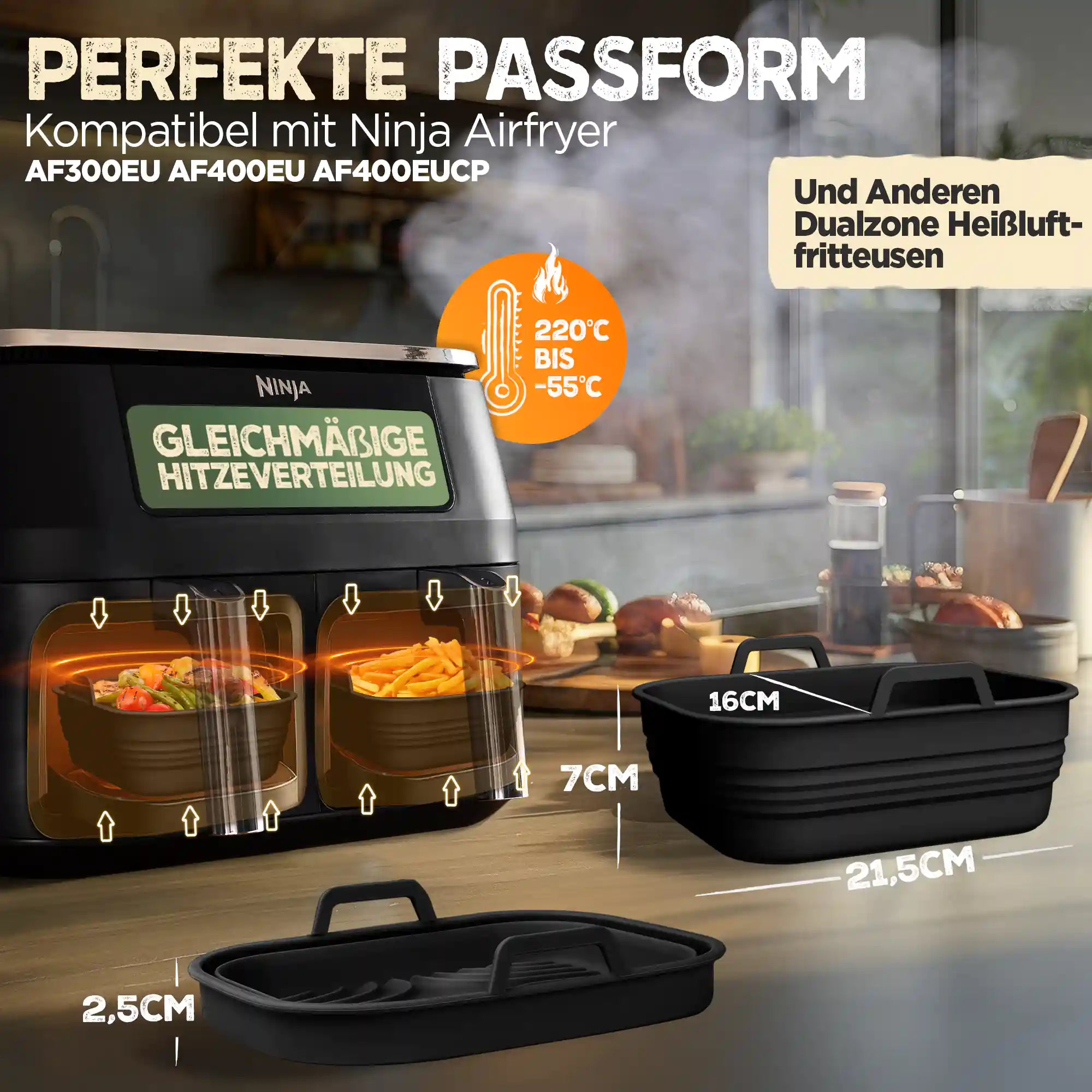 2er Set Silikonform Faltbar für Dual Zone