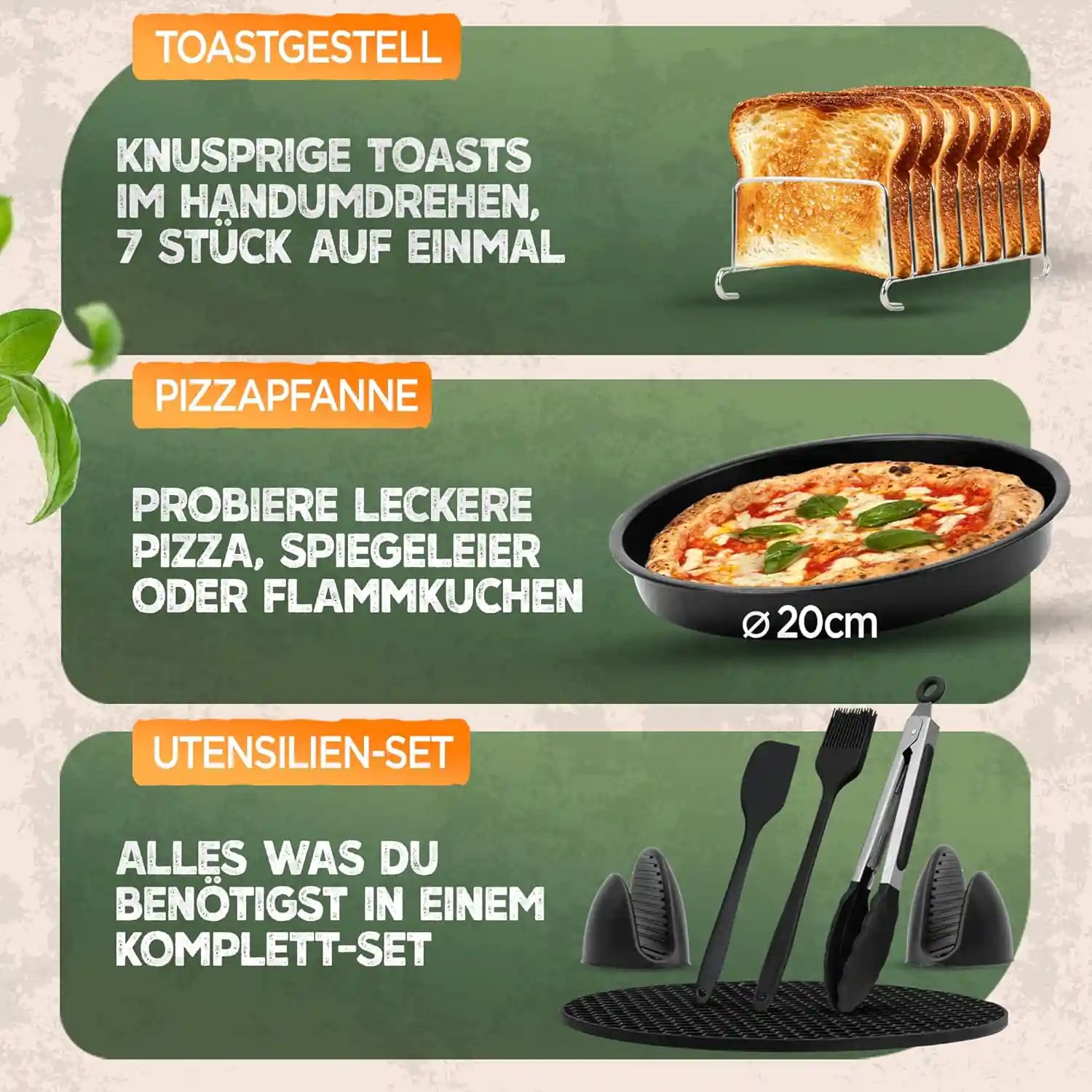XXL Zubehör-Set Heißluftfritteuse 18-teilig – Silikonform, Backpapier & Muffinform