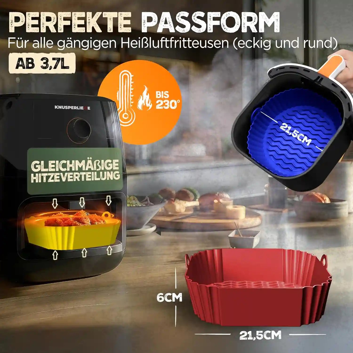 3er Set Silikonformen für Heißluftfritteuse & Airfryer – BPA-frei