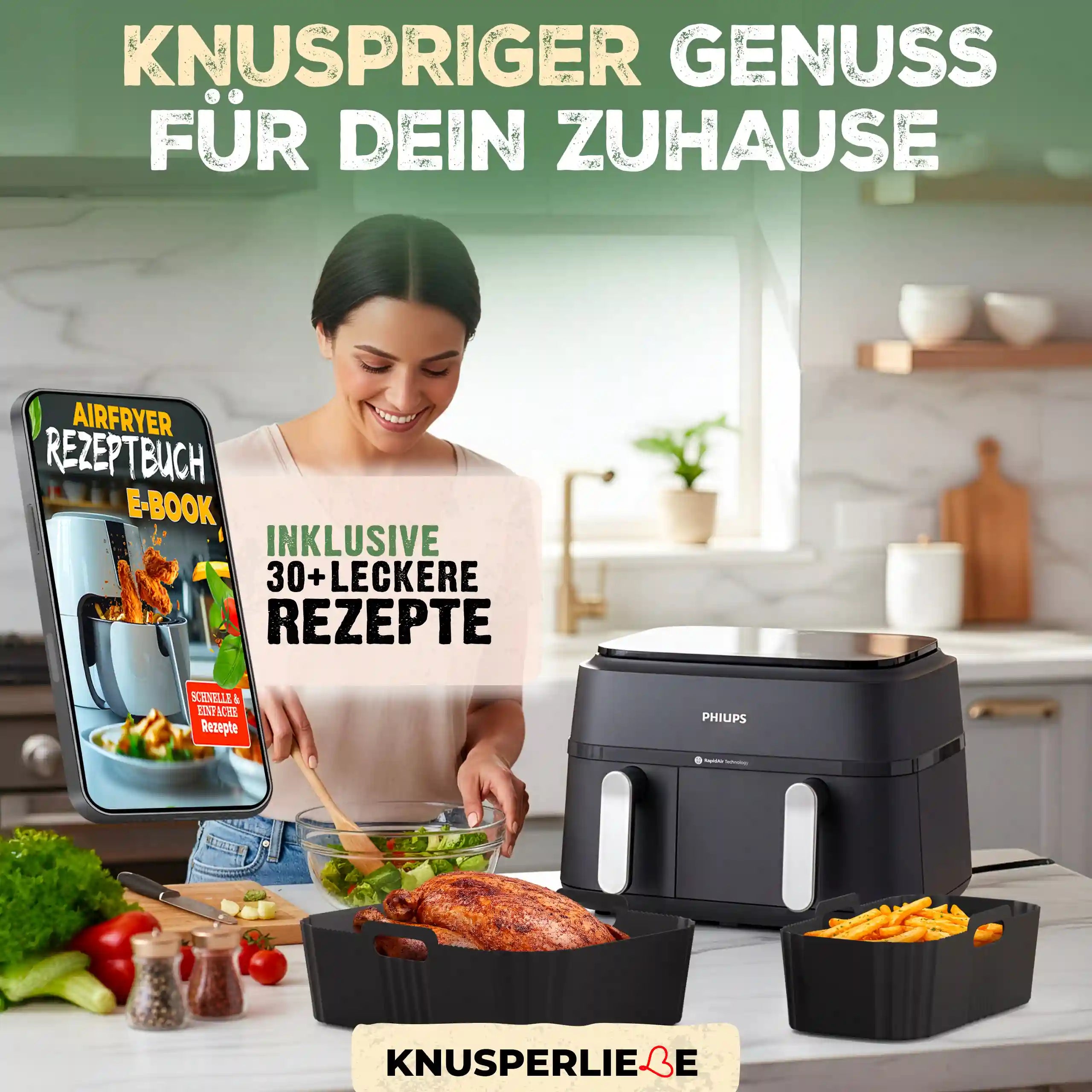 2er Set Silikonform Philips Dual Basket Airfryer 3000 & 5000 Serie