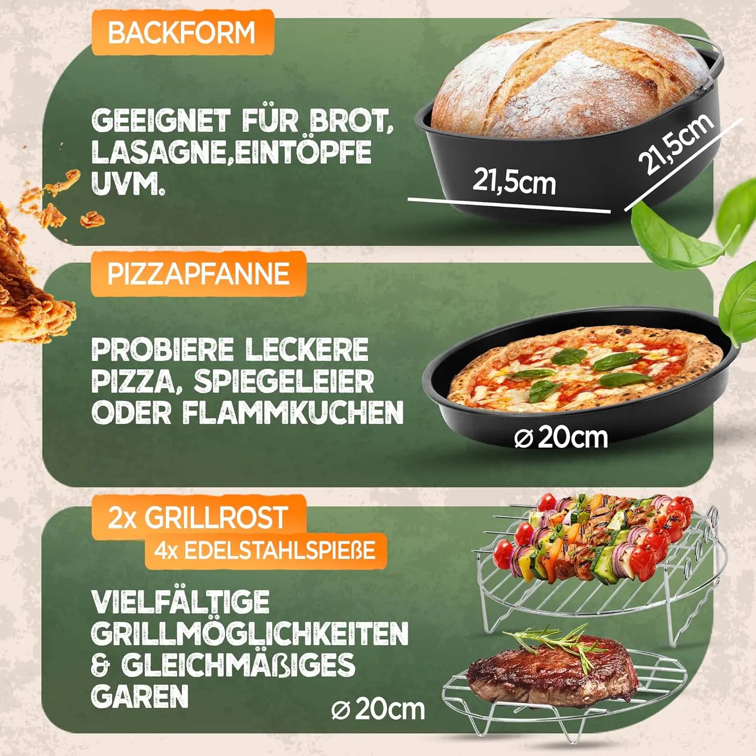 XXL Zubehör-Set Heißluftfritteuse 18-teilig – Silikonform, Backpapier & Muffinform