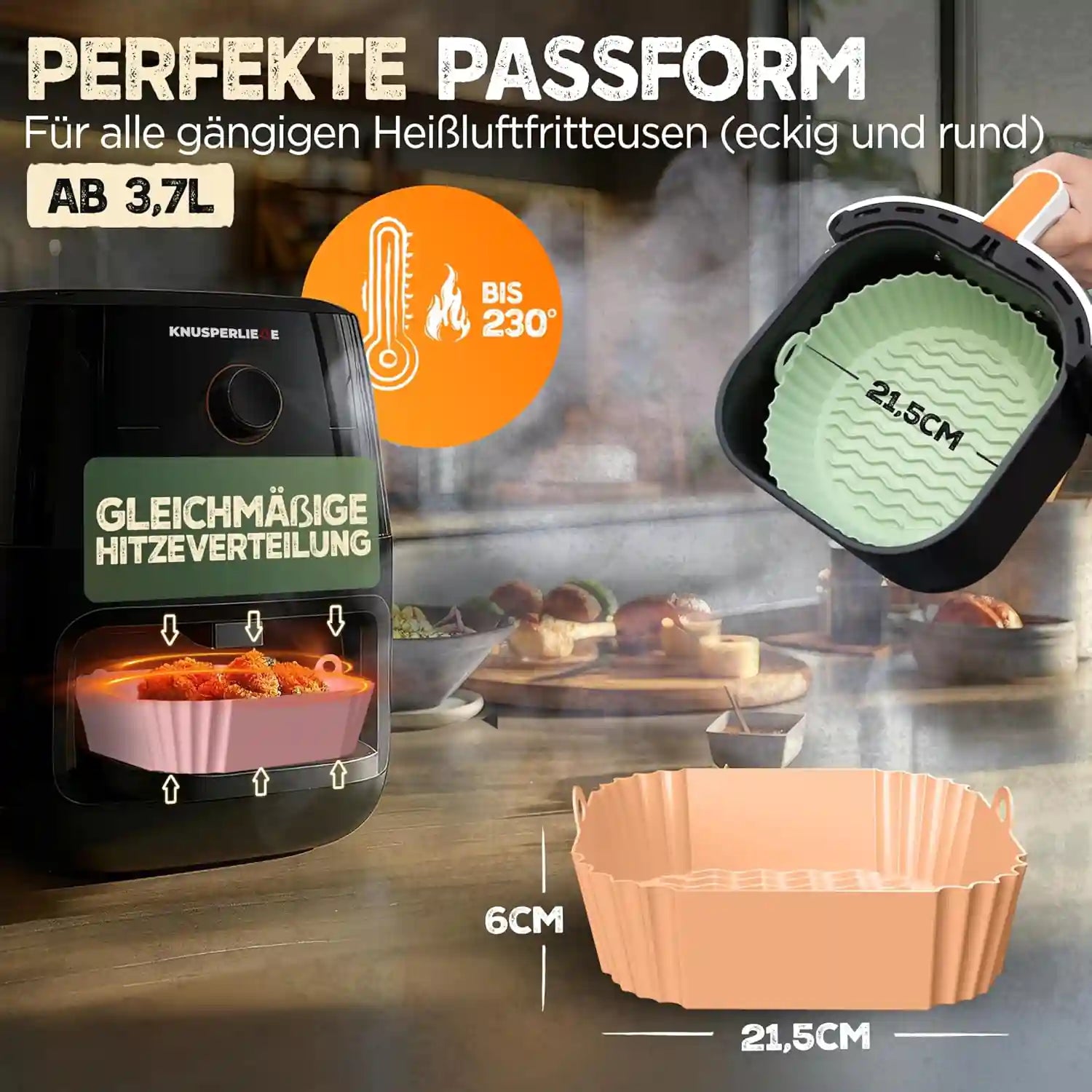 3er Set Silikonformen für Heißluftfritteuse & Airfryer – BPA-frei