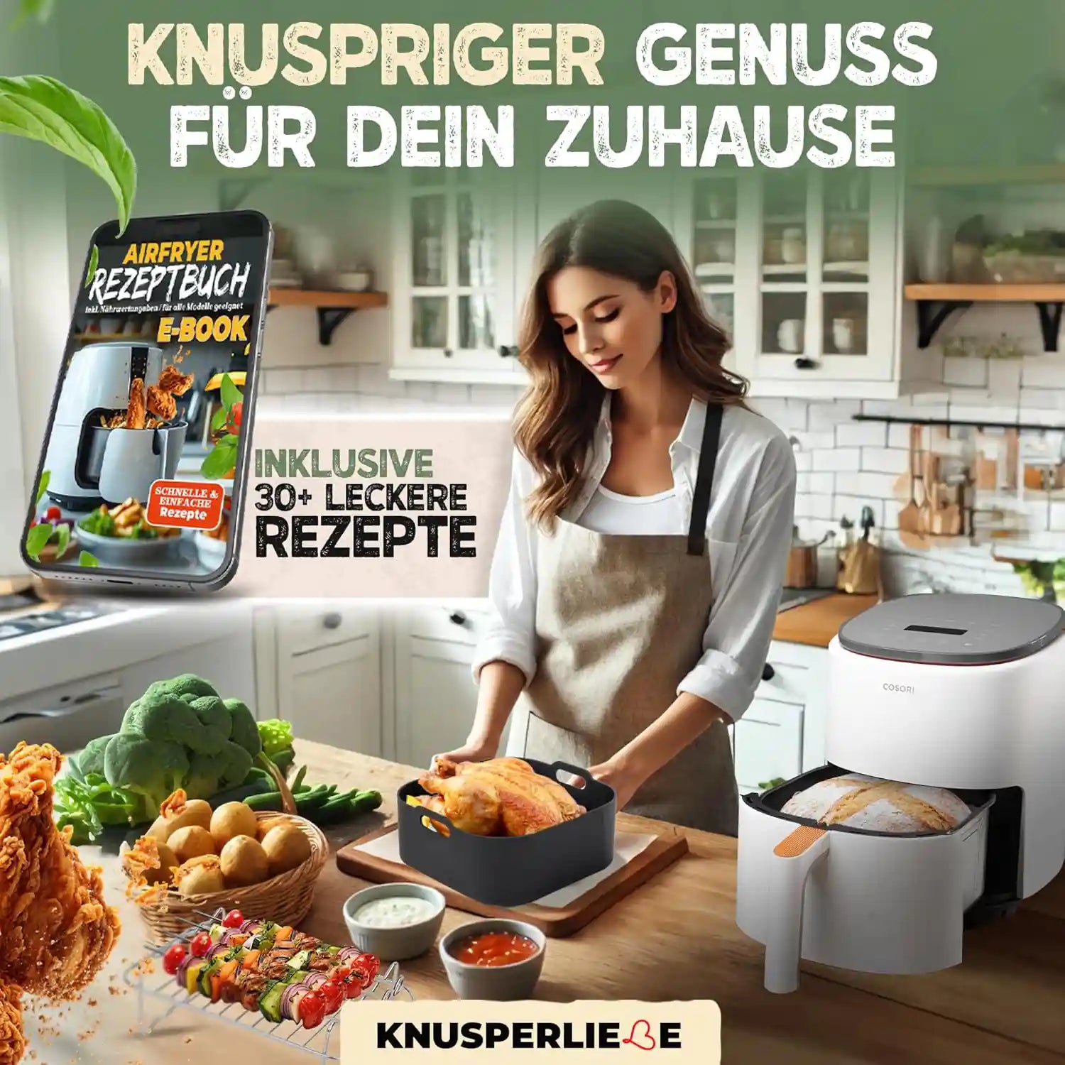 XXL Zubehör-Set Heißluftfritteuse 18-teilig – Silikonform, Backpapier & Muffinform