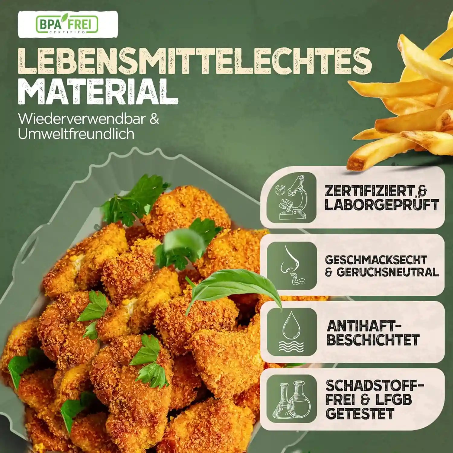 3er Set Silikonformen für Heißluftfritteuse & Airfryer – BPA-frei