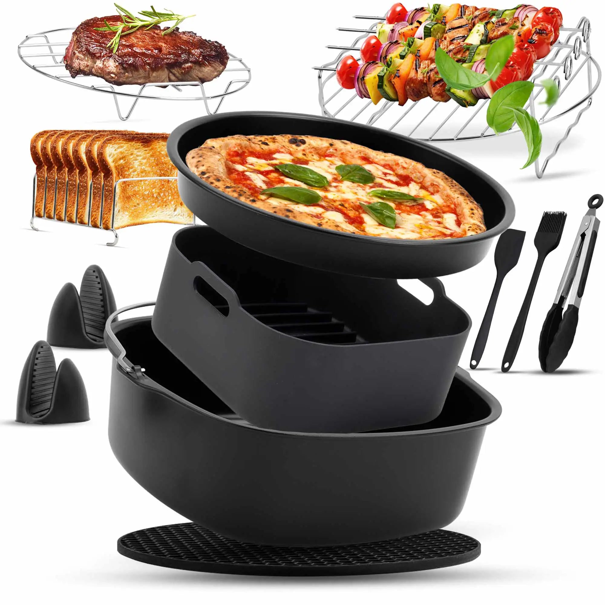 XXL Zubehör-Set Heißluftfritteuse 18-teilig – Silikonform, Backpapier & Muffinform
