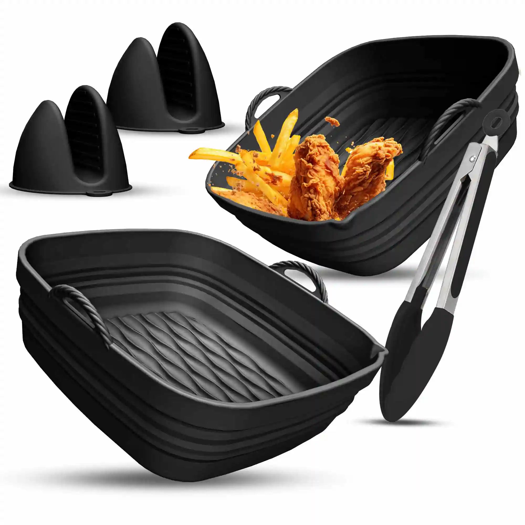 Faltbares Silikonformen Set für eckige Heißluftfritteusen 5-8L