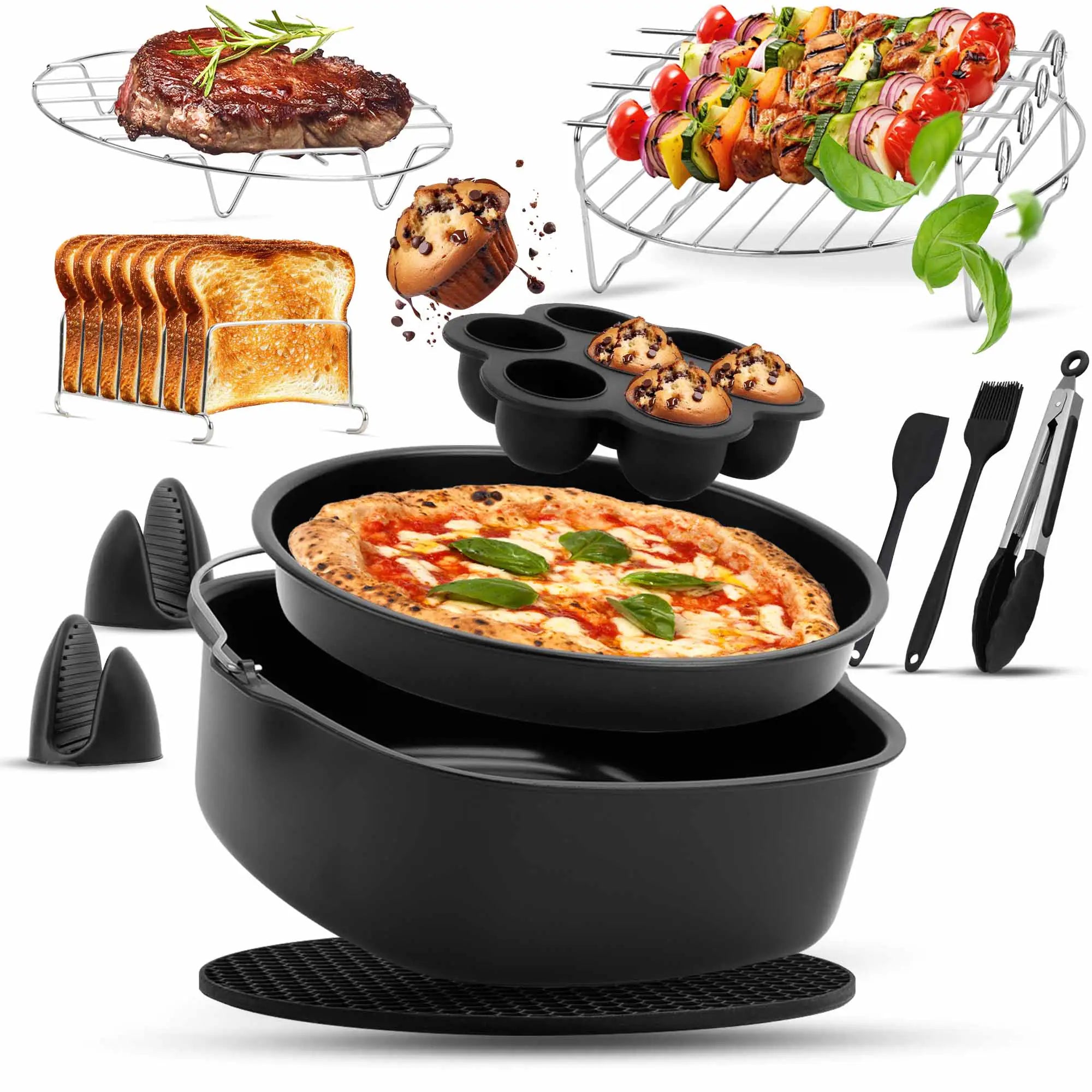 XXL Zubehör-Set Heißluftfritteuse 18-teilig – Silikonform, Backpapier & Muffinform