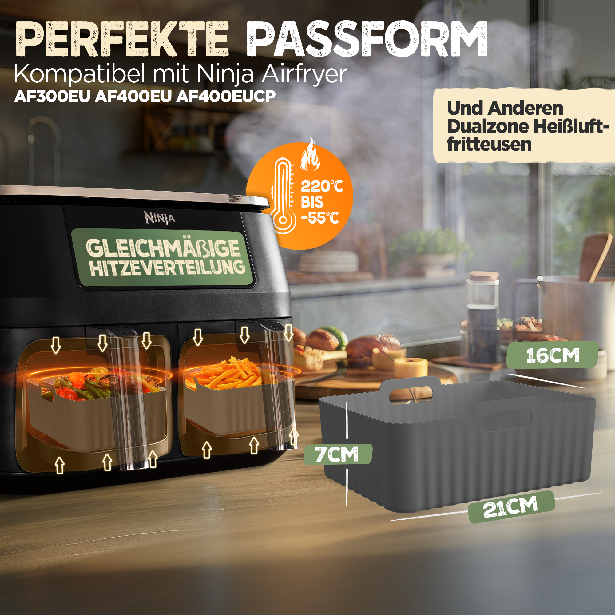 2er Set Silikonformen für Dual Zone
