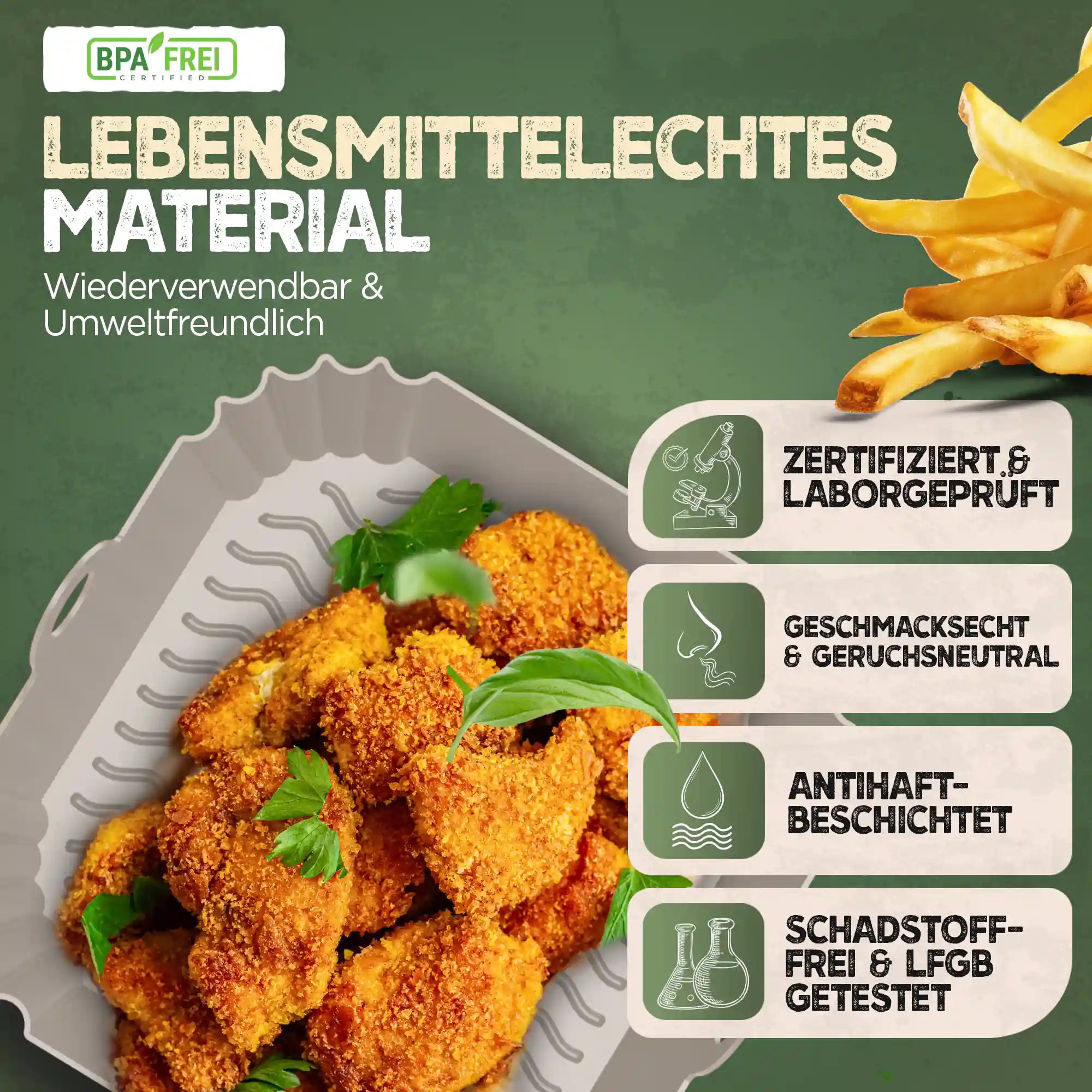 3er Set Silikonformen für Heißluftfritteuse & Airfryer – BPA-frei
