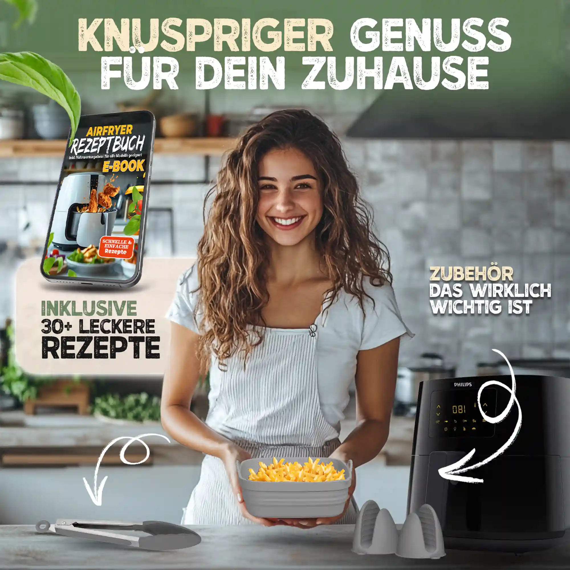 Faltbares Silikonformen Set für eckige Heißluftfritteusen 5-8L