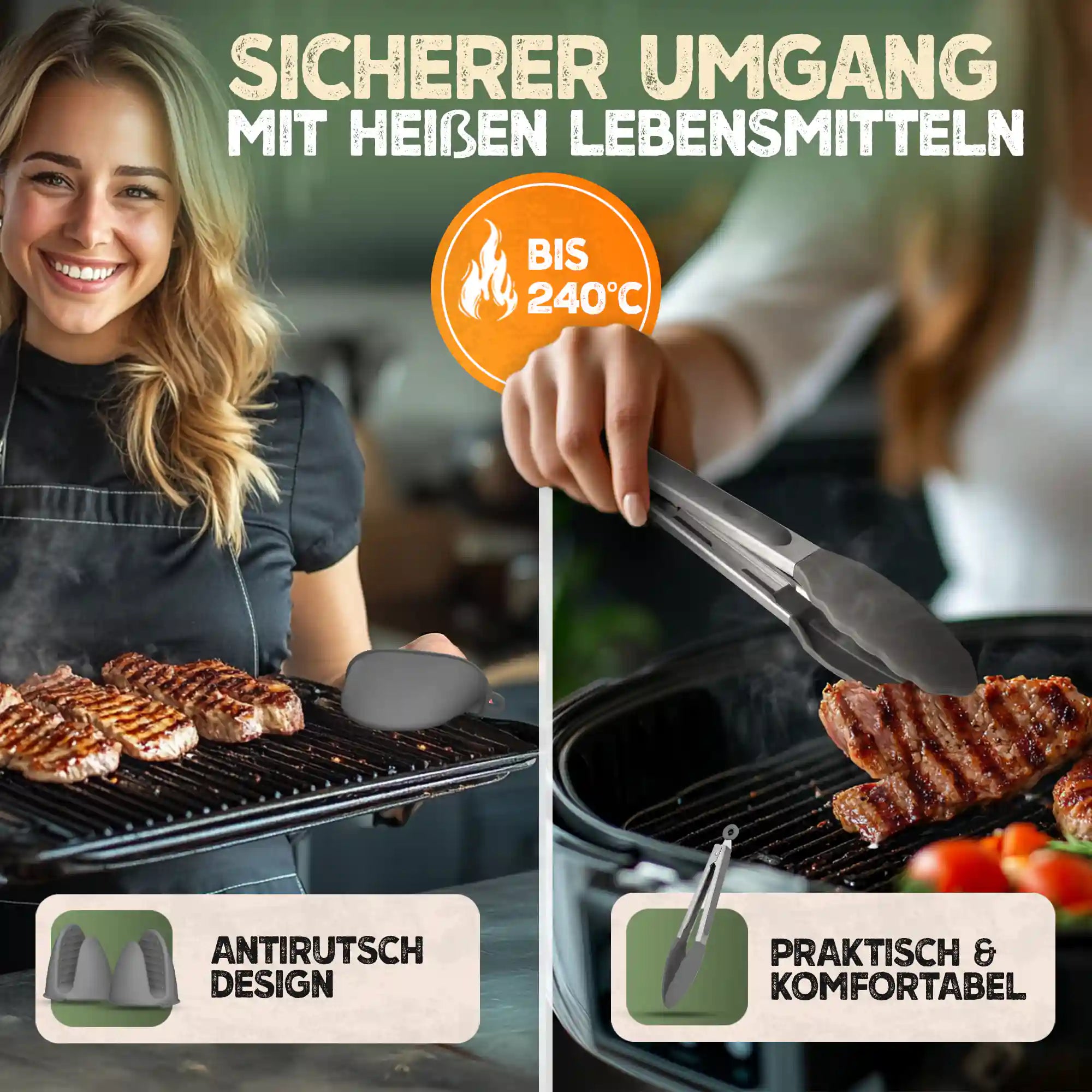 Faltbares Silikonformen Set für eckige Heißluftfritteusen 5-8L
