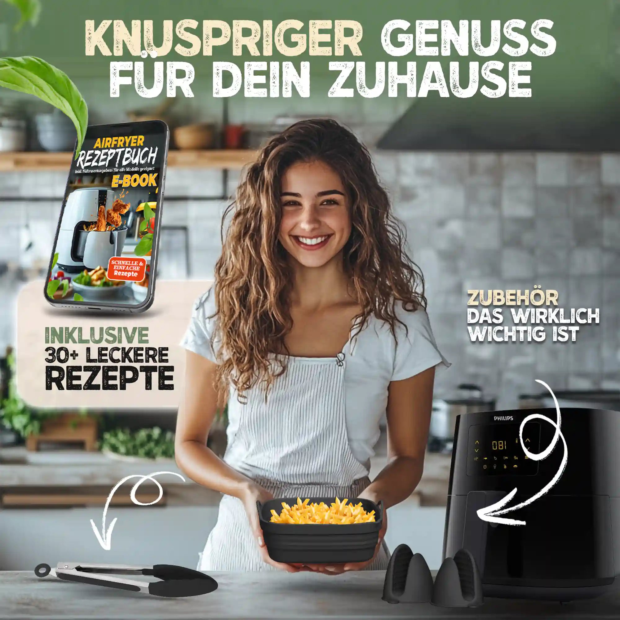 Faltbares Silikonformen Set für eckige Heißluftfritteusen 5-8L