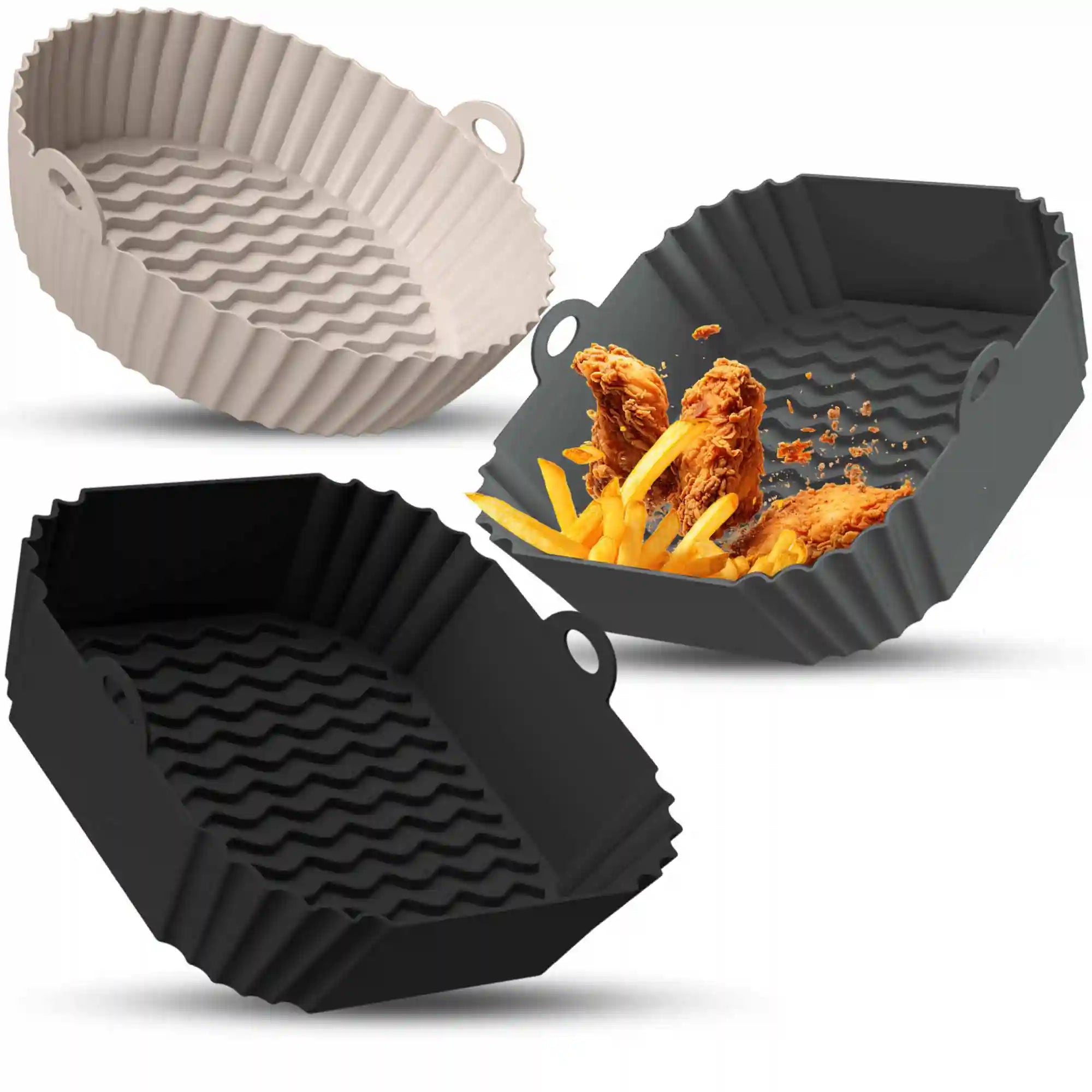 3er Set Silikonformen für Heißluftfritteuse & Airfryer – BPA-frei