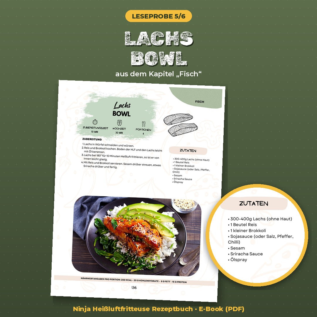 Leseprobe Airfryingkowa Rezept Lachs Bowl aus der Heißluftfritteuse
