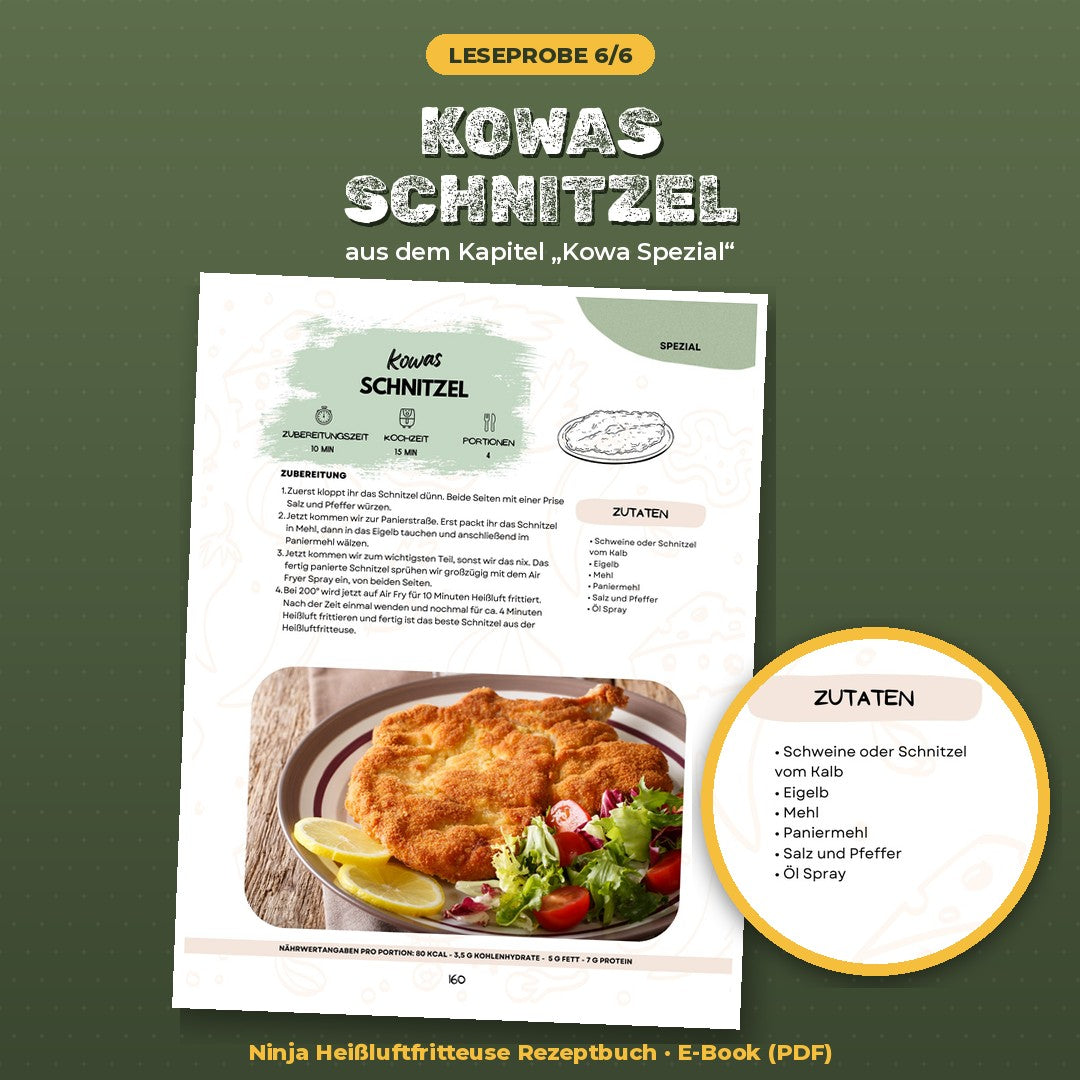 Leseprobe Airfryingkowa Kowas Schnitzel aus der Heißluftfritteuse