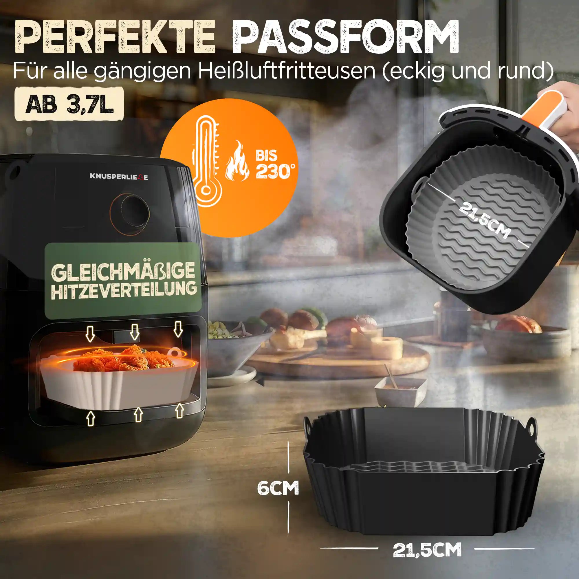 3er Set Silikonformen für Heißluftfritteuse & Airfryer – BPA-frei