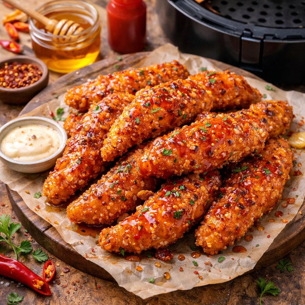Virale Hot Honey Chicken Tenders aus dem Airfryer