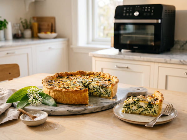 Mai-Quiche mit Bärlauch und Ziegenkäse aus dem Airfryer