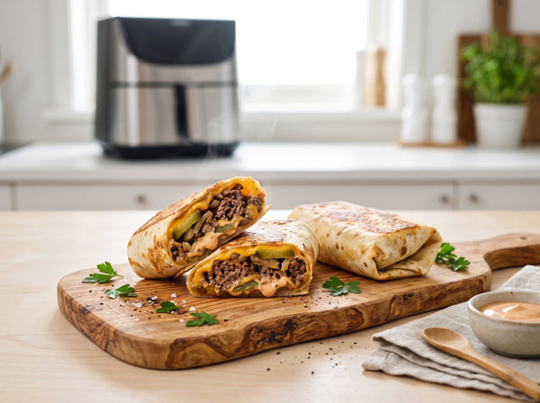 Knusprige Cheeseburger-Wraps aus dem Airfryer – TikTok-Trend