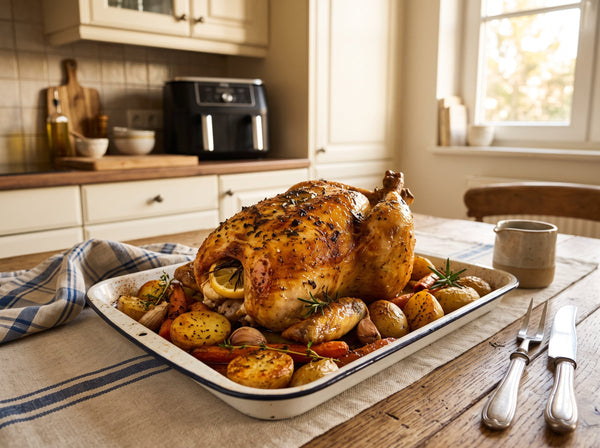 Ganzes Brathähnchen aus dem Airfryer – knusprig in 50 Min
