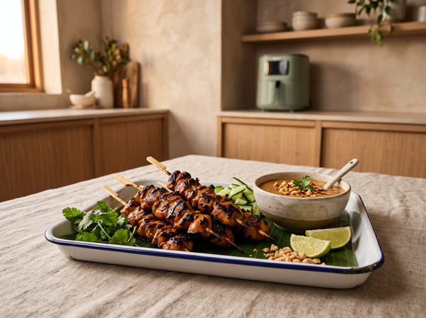 Hähnchen-Satay mit Erdnusssauce aus dem Airfryer – 55g Eiweiß