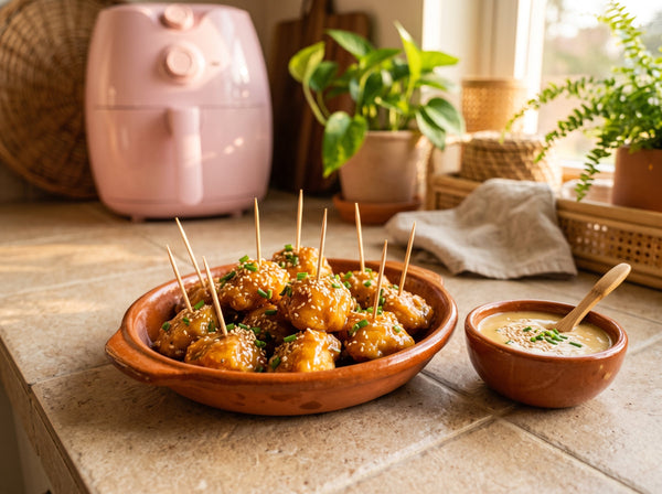 Honig-Senf-Hähnchen-Bites aus dem Airfryer in 15 Minuten