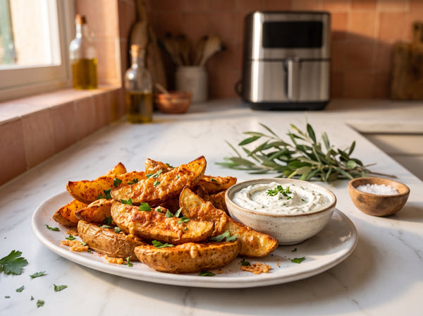 Knusprige Kartoffel-Wedges mit Paprika & Parmesan aus dem Airfryer – nur 5 Zutaten