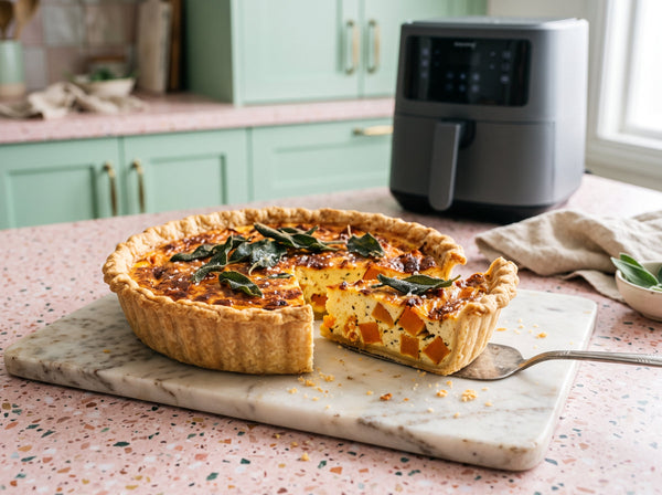 Herbstliche Kürbis-Ricotta-Quiche mit Salbei aus dem Airfryer