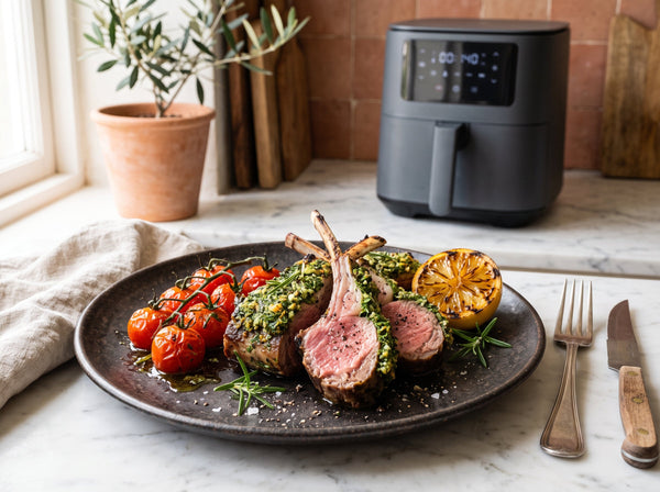 Saftige Lammkoteletts mit Kräuterkruste aus dem Airfryer