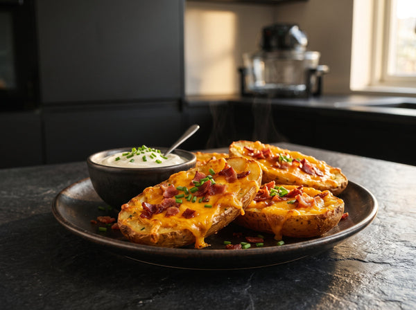 Loaded Potato Skins mit Cheddar & Speck aus dem Airfryer in 35 Min