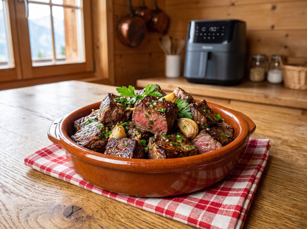 High-Protein Steak Bites mit Knoblauchbutter aus dem Airfryer