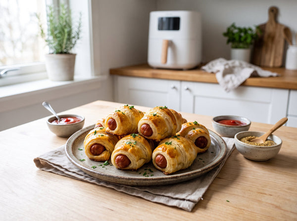 Knusprige Würstchen-Hörnchen aus dem Airfryer für die Familie