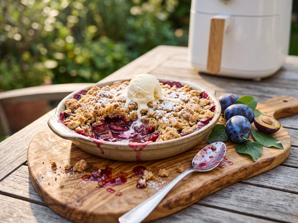 Zwetschgen-Streusel-Crumble aus dem Airfryer in 25 Min