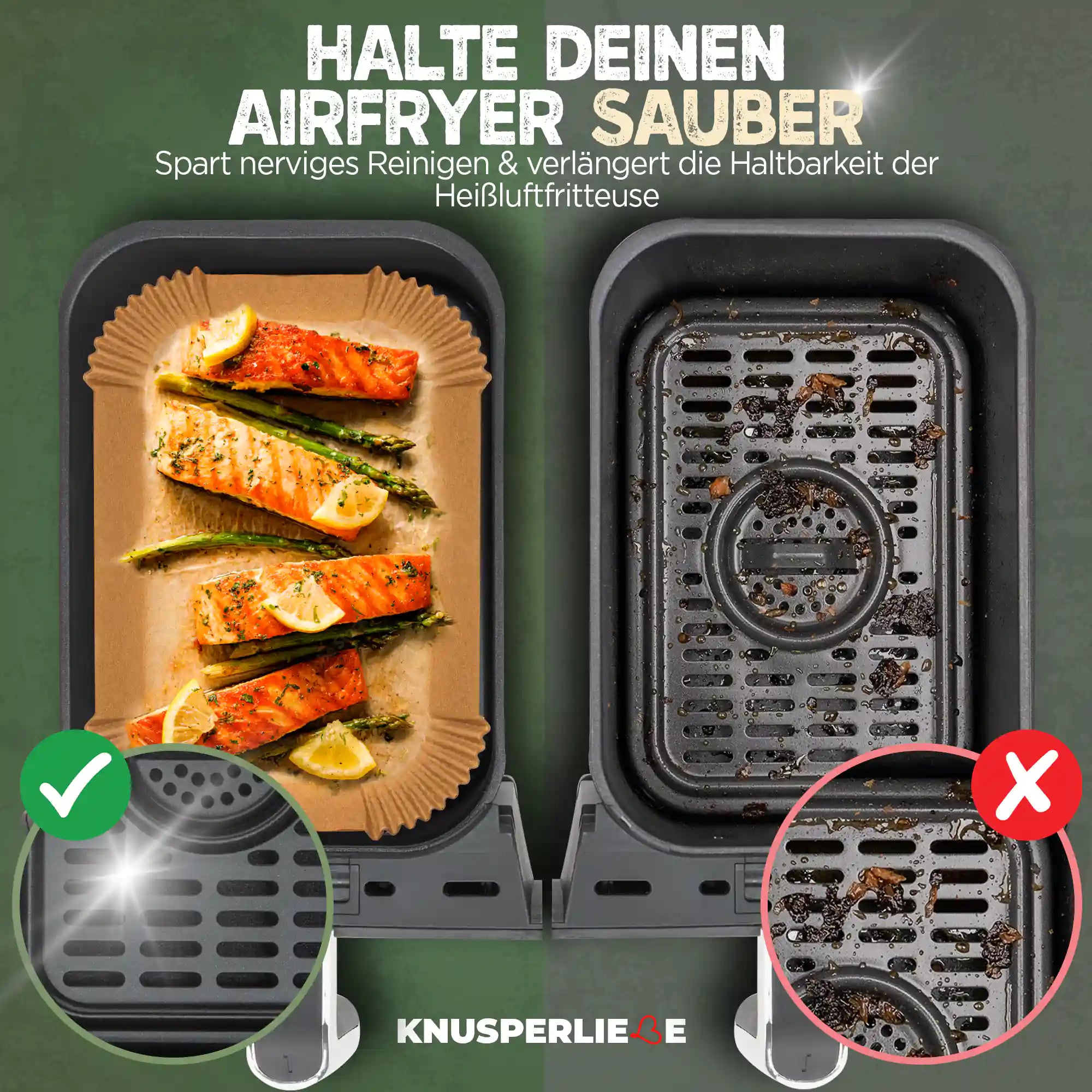 Airfryer Backpapier rechteckig für Dual Zone