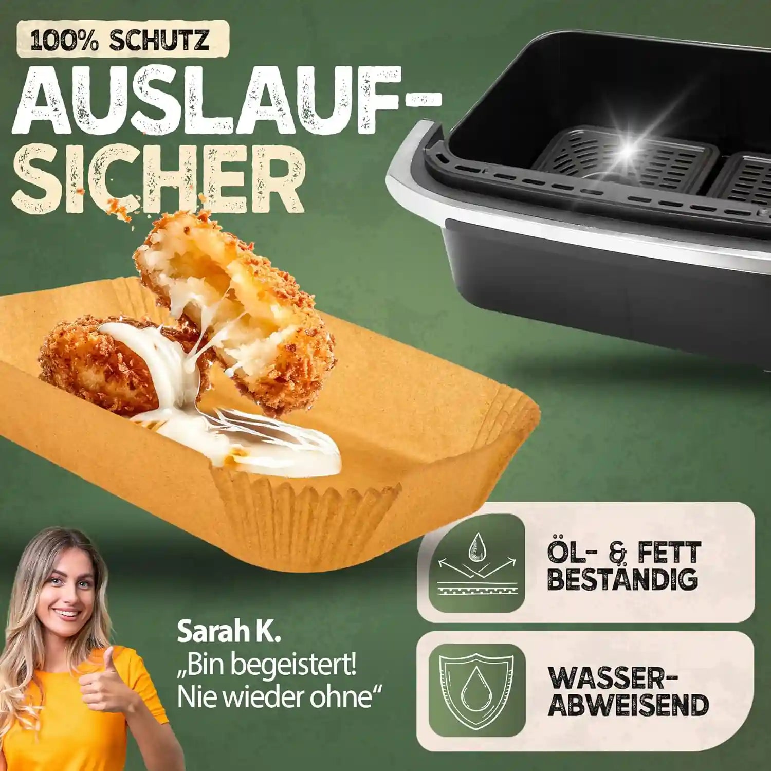 Backpapier für Großkammern Heißluftfritteusen