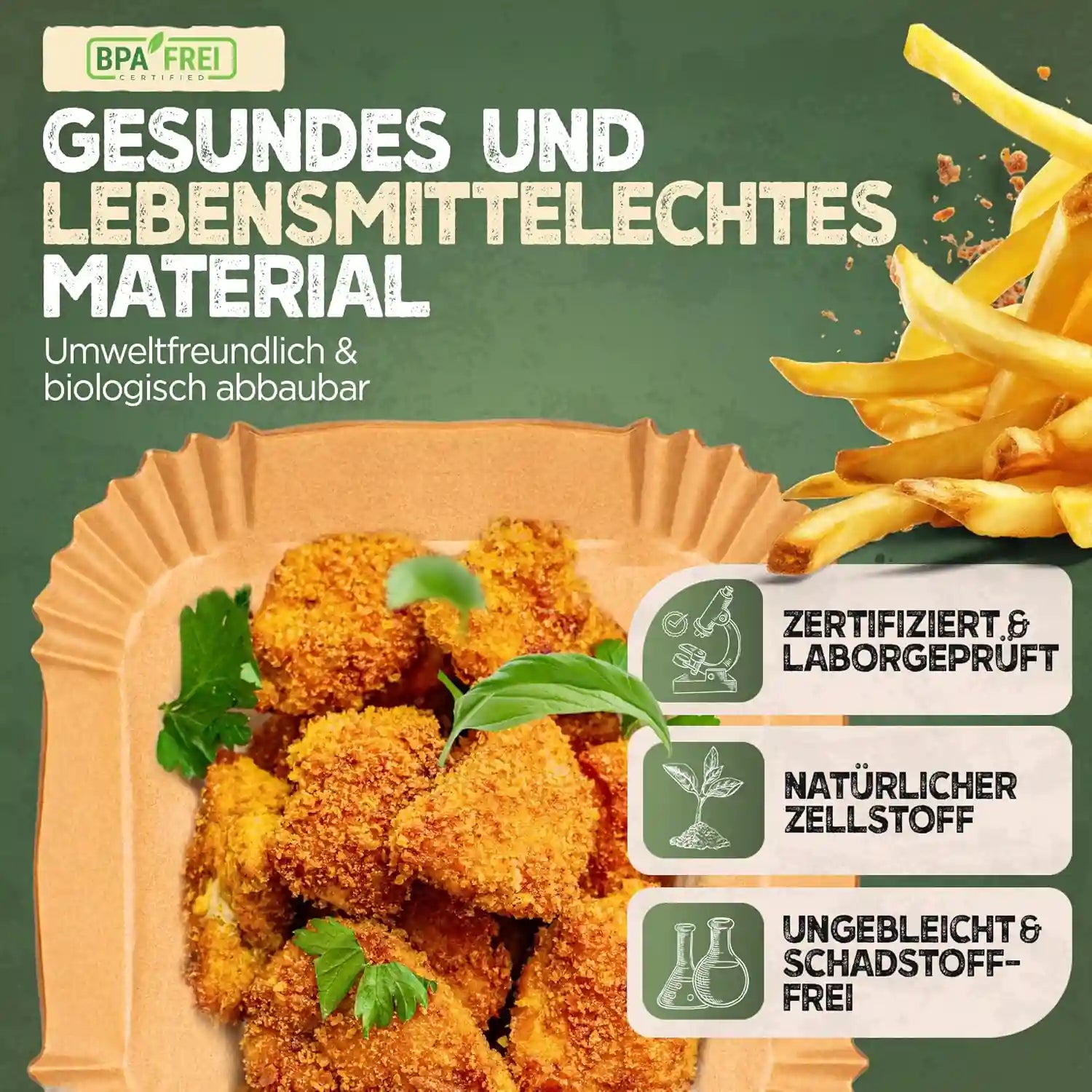Backpapier für Großkammern Heißluftfritteusen