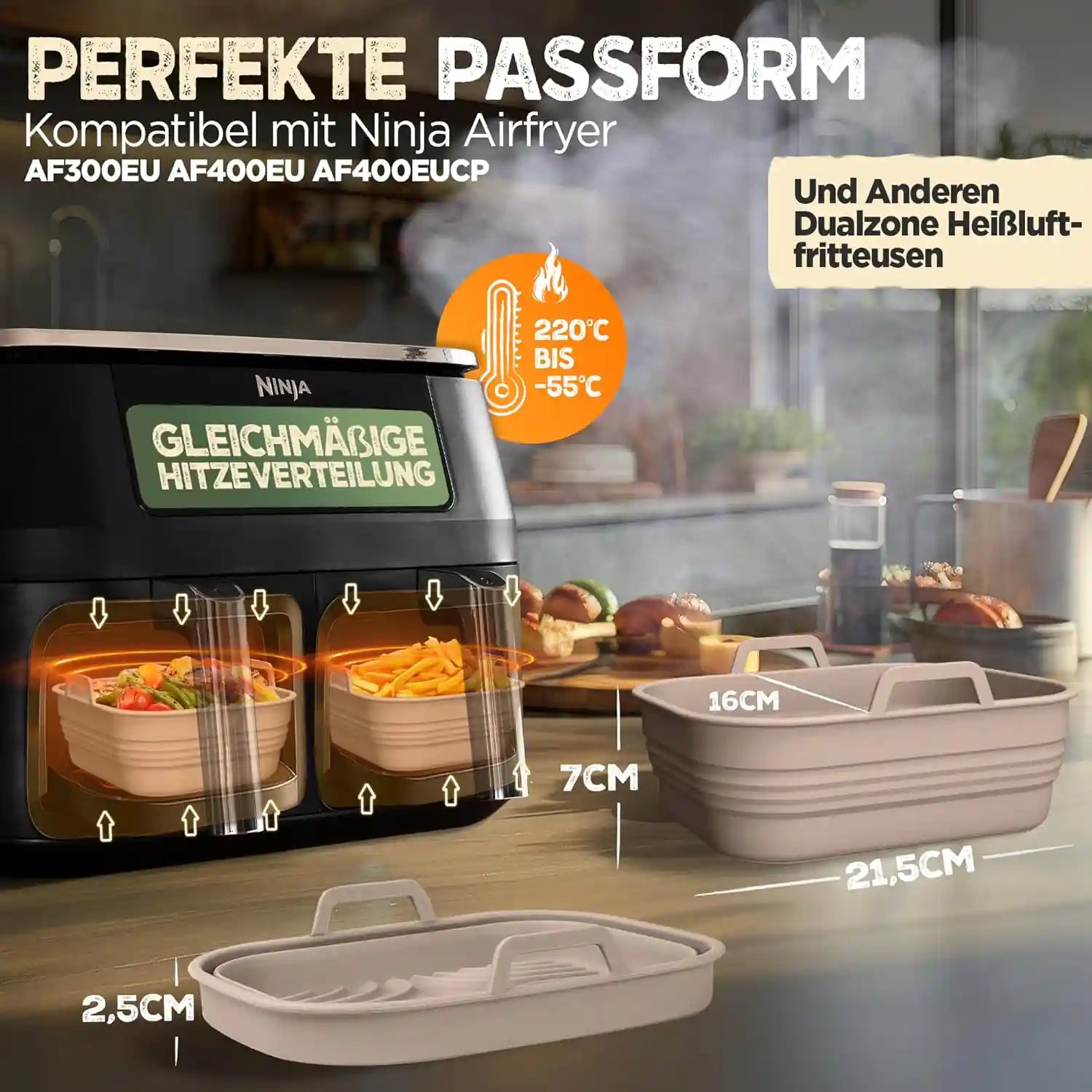 2er Set Silikonform Faltbar für Dual Zone