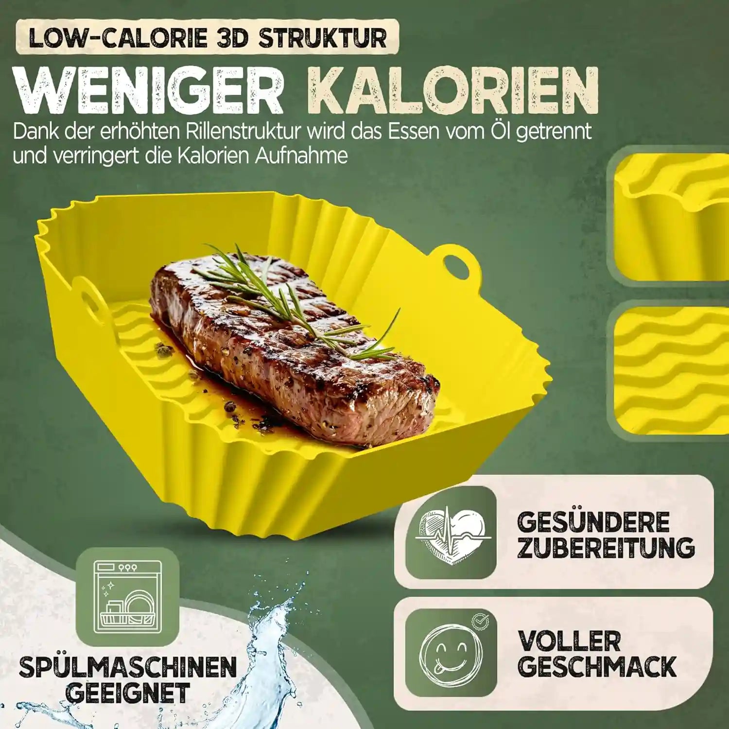 3er Set Silikonformen für Heißluftfritteuse & Airfryer – BPA-frei