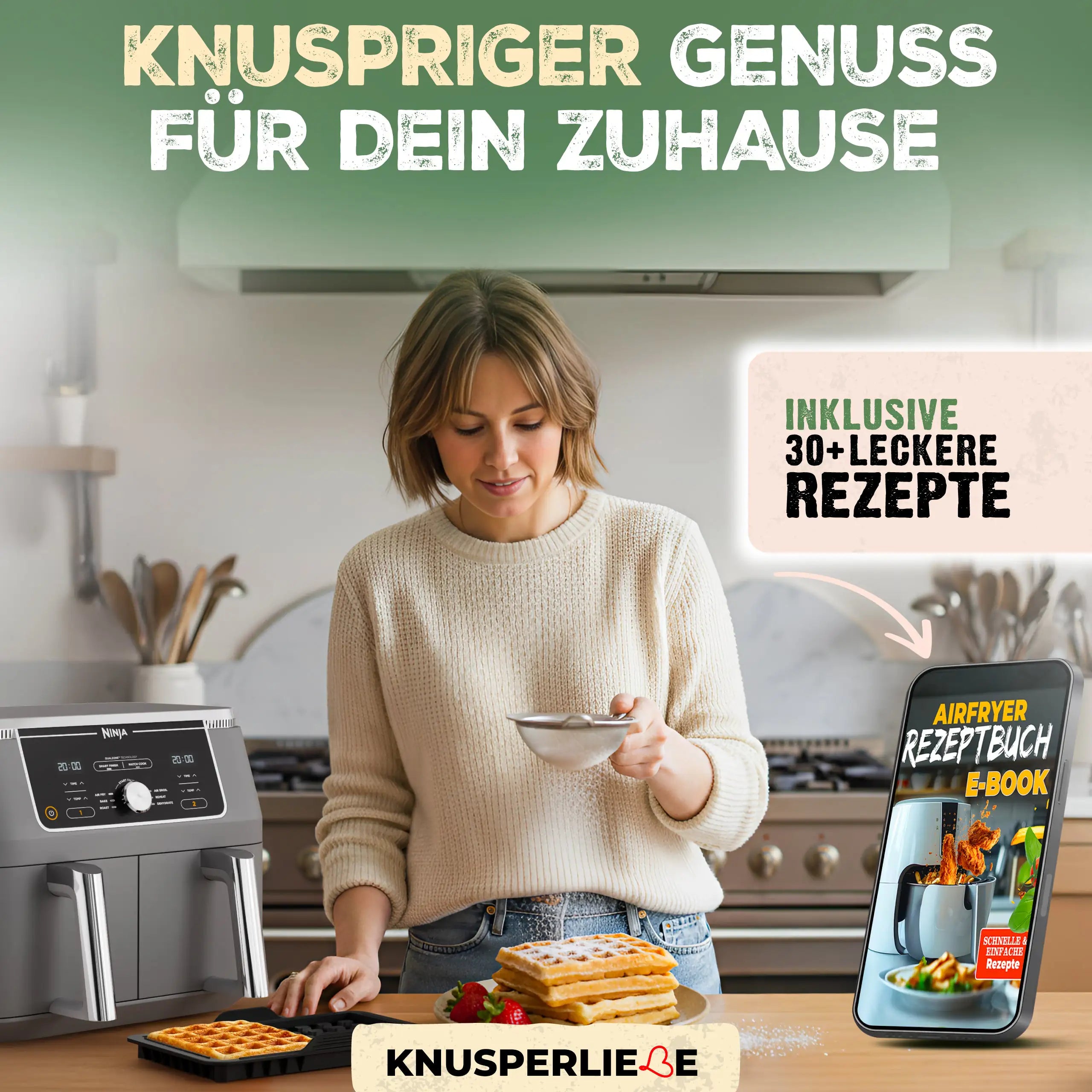 Waffeleinsatz für alle Heißluftfritteusen aus BPA-Freiem Silikon