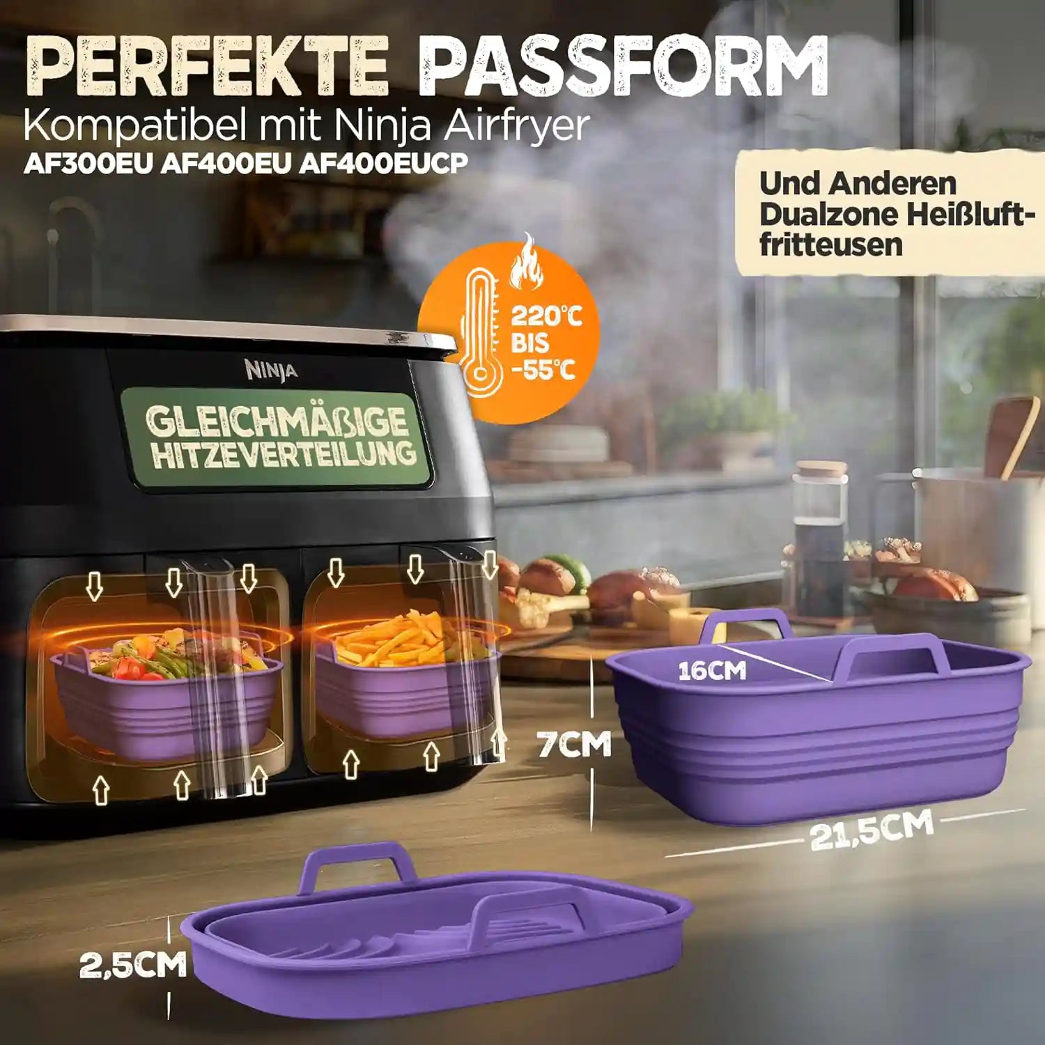 2er Set Silikonform Faltbar für Dual Zone