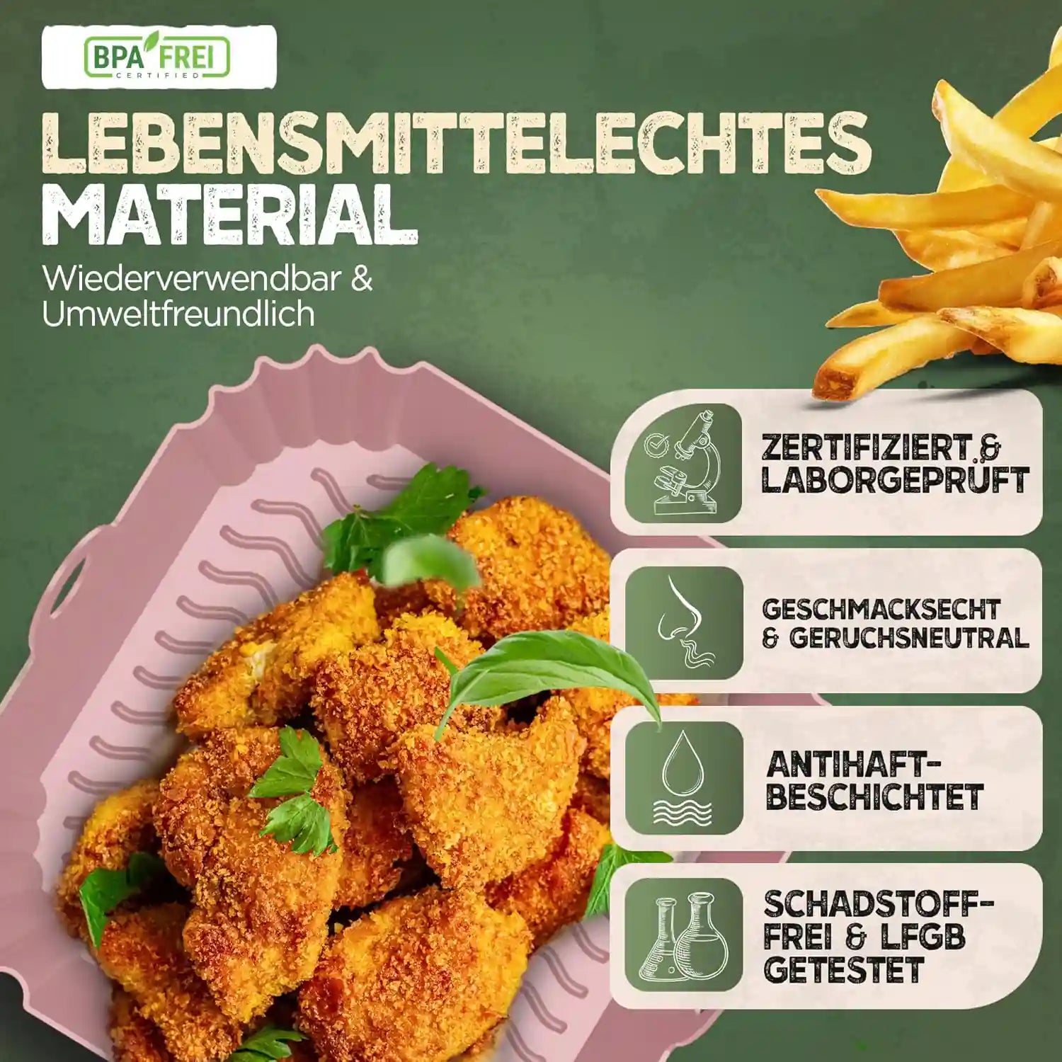3er Set Silikonformen für Heißluftfritteuse & Airfryer – BPA-frei
