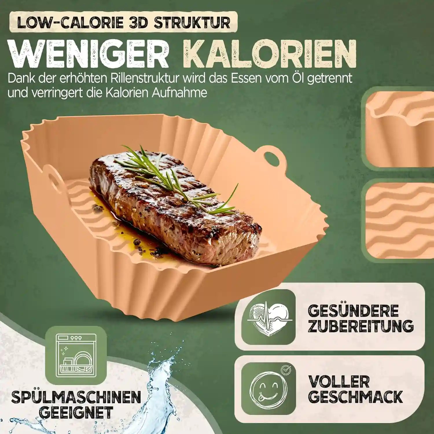 3er Set Silikonformen für Heißluftfritteuse & Airfryer – BPA-frei