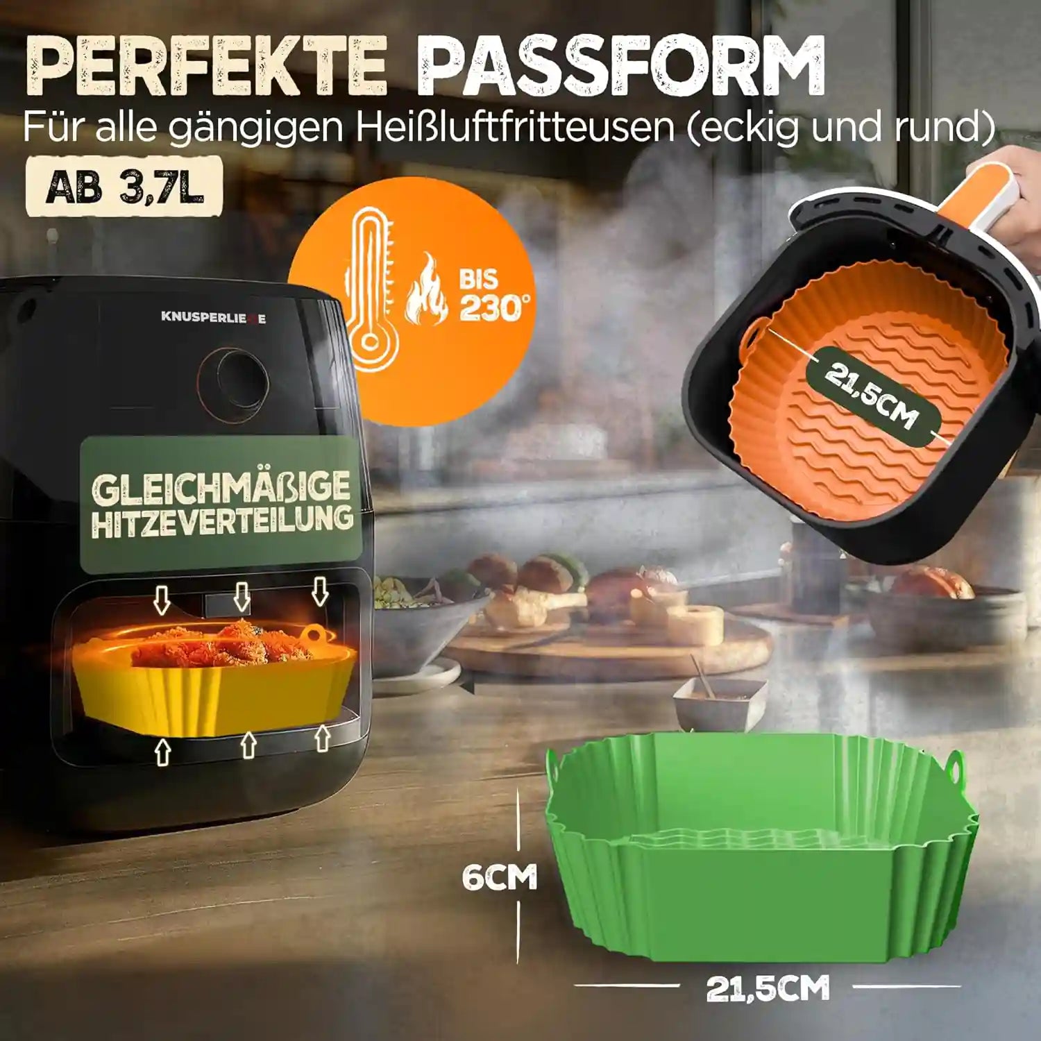 3er Set Silikonformen für Heißluftfritteuse & Airfryer – BPA-frei