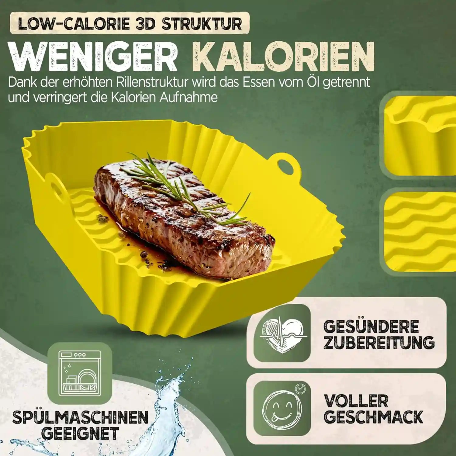 3er Set Silikonformen für Heißluftfritteuse & Airfryer – BPA-frei